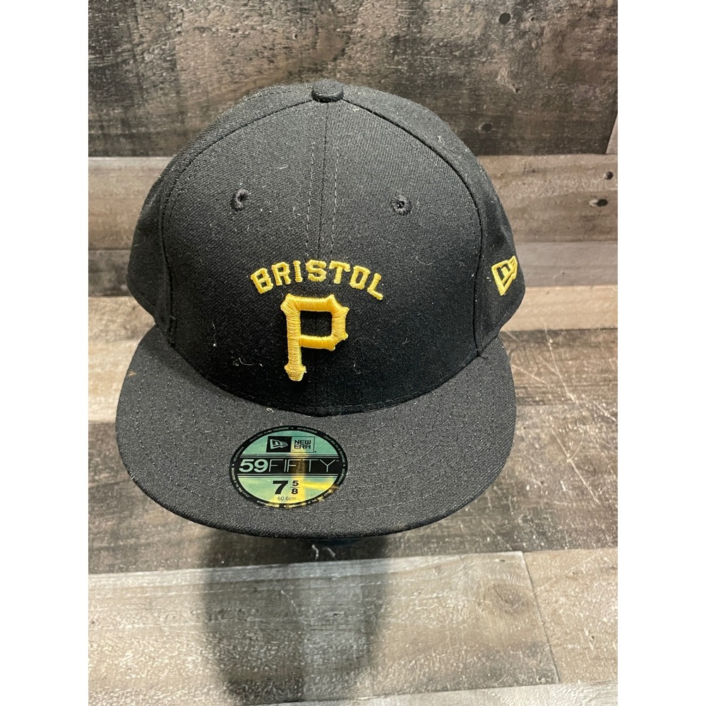 New Era 59FIFTY Bristol Pirates MiLB Fitted Hat Black Yellow Size 7 5/8